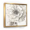 Designart 46-in x 46-in Indigold Grey Peonies I with Gold Wood Framed Wall Panel