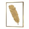 Designart 32-in x 24-in Glam Pure Gold Feather II with Gold Wood Framed Wall Panel