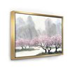 Designart 36-in x 46-in Flowering Trees at Spring with Gold Wood Framed Wall Panel