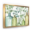 Designart 24-in x 32-in Mixed Botanical Green Leaves I0 with Gold Wood Framed Canvas Wall Panel