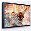 Designart 14-in x 22-in Paris Eiffel TowerParis with Black Wood Framed Canvas Wall Panel
