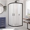 DreamLine Prime White 74.75-in x 38-in x 38-in 2-Piece Round Corner Shower Kit with Satin Black Hardware and Frosted Glass