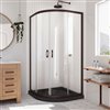 DreamLine Prime Black 74.75-in x 38-in x 38-in 2-Piece Round Corner Shower Kit with Oil Rubbed Bronze Hardware and Clear Glass