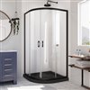 DreamLine Prime Black 74.75-in x 36-in x 36-in 2-Piece Round Corner Shower Kit with Satin Black Hardware and Clear Glass