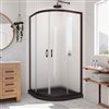 DreamLine Prime Black 74.75-in x 38-in x 38-in 2-Piece Round Corner Shower Kit with Oil Rubbed Bronze Hardware and Frosted Glass