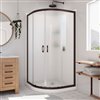 DreamLine Prime White 76.75-in x 33-in x 33-in 3-Piece Round Corner Shower Kit with Oil Rubbed Bronze Hardware and Frosted Glass