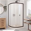 DreamLine Prime Biscuit 74.75-in x 33-in x 33-in 2-Piece Round Corner Shower Kit with Oil Rubbed Bronze Hardware/Frosted Glass