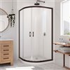 DreamLine Prime White 74.75-in x 33-in x 33-in 2-Piece Round Corner Shower Kit with Oil Rubbed Bronze Hardware and Frosted Glass