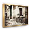 Designart 16-in x 32-in Bicycle with Shopping Bag Canvas Wall Panel with Gold Wood Frame