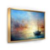 Designart 16-in x 32-in Seascape Pier with Gold Wood Framed Canvas Wall Panel