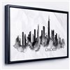 Designart 18-in x 34-in Chicago Black Silhouette with Black Wood Framed Canvas Wall Panel