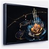 Designart 16-in x 32-in Orange Blue Flower with Water Drops Canvas Print with Black Wood Frame
