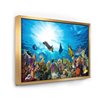 Designart 36-in x 46-in Colourful Coral Reef with Fishes Canvas Art Print with Gold Wood Frame