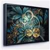 Designart 16-in x 32-in Symmetrical Blue Black Fractal Flower with Gold Wood Framed Canvas Art Print