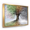 Designart 36-in x 46-in Tree with Four Seasons with Gold Wood Framed Canvas Wall Panel