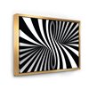 Designart 36-in x 46-in Black and White Spiral with Gold Wood Framed Wall Panel