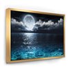 Designart 36-in x 46-in Romantic Full Moon with Gold Wood Framed Canvas Wall Panel