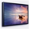 Designart 18-in x 34-in Lonely Boat in Colourful Sea with Black Wood Framed Canvas Art Print
