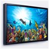 Designart 16-in x 32-in Colourful Coral Reef with Fishes Canvas Art Print with Black Wood Frame