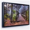 Designart 32-in x 42-in Beautiful Bridge Over Creek Landscape with Black Wood Framed Canvas