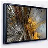 Designart 14-in x 22-in Fractal Yellow Connected Stripes Canvas Wall Panel with Black Wood Frame