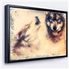 Designart 18-in x 34-in Howling Wolf with Black Wood Framed Canvas Wall Panel