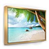 Designart 12-in x 20-in Praslin Island Seychelles Beach with Gold Wood Framed Canvas Wall Panel