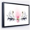 Designart 18-in x 34-in Floating Swans on White Backgroundwith Black Wood Framed Wall Panel