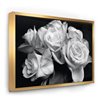 Designart 16-in x 32-in Bunch of Roses Black and White with Gold Wood Framed Canvas Print