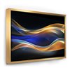 Designart 30-in x 40-in 3D Gold Blue Wave Design Canvas Art Print with Gold Wood Frame