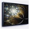 Designart 18-in x 34-in Symmetrical Dark Golden Fractal Flower with Black Wood Framed Wall Panel