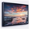 Designart 32-in x 42-in Passero Cape Spring Sunrise with Black Wood Framed Canvas Art Print