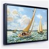 Designart 18-in x 34-in Vintage Boats Sailing with Black Wood Framed Wall Panel