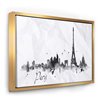 Designart 12-in x 20-in Paris with Eiffel Silhouette Canvas Wall Panel with Gold Wood Frame