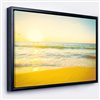 Designart 18-in x 34-in Calm and Colourful Sunset at Beach with Black Wood Framed Canvas Wall Panel