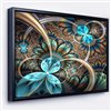 Designart 16-in x 32-in Light Blue Fractal Flower with Black Wood Framed Canvas Wall Panel