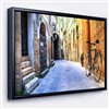 Designart 28-in x 60-in Pictorial Street of Old Italy with Black Wood Framed Wall Panel