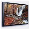 Designart 18-in x 34-in Crimea Waterfall in the Fall with Black Wood Framed Canvas