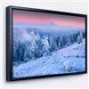 Designart 18-in x 34-in Winter Sunrise over Mountain with Black Wood Framed Canvas Wall Panel