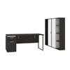 Bestar Aquarius 66W Desk and Pedestal & Storage Cabinets in Deep Grey & White