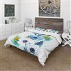Designart 3-Piece Blue King Floral Bedding Set Duvet Cover Set