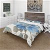 Designart 3-Piece Blue Cottage Twin Duvet Bedding Set