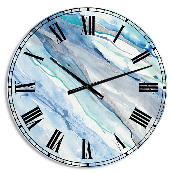 Designart Blue Silver Spring Ii Large Og Round Wall Standard Clock Lowe S Canada - Large Blue Wall Clock Canada