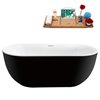 Streamline 28W x 59L Glossy Black Acrylic Bathtub and a Matte Black Center Drain with Tray