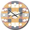 Designart 23-in x 23-in Retro Geometric Design VI Mid-Century Analog Round Wall Clock