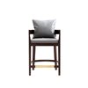 Manhattan Comfort Ritz Grey and Dark Walnut Counter Height (22-in to 26-in) Upholstered Bar Stool