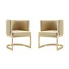 Manhattan Comfort Aura Contemporary Velvet Upholstered Arm Chair (Metal Frame) - Set of 2