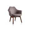 Manhattan Comfort 1 Cronkite Midcentury Grey and Walnut Twill Accent Chair
