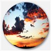 Designart 36-in x 36-in Round Blazing Sky with Clouds Panorama' Extra Seascape Metal Wall Decor