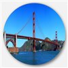 Designart 23-in x 23-in Round Golden Gate Bridge under Blue Sky' Ultra Glossy Circle Art